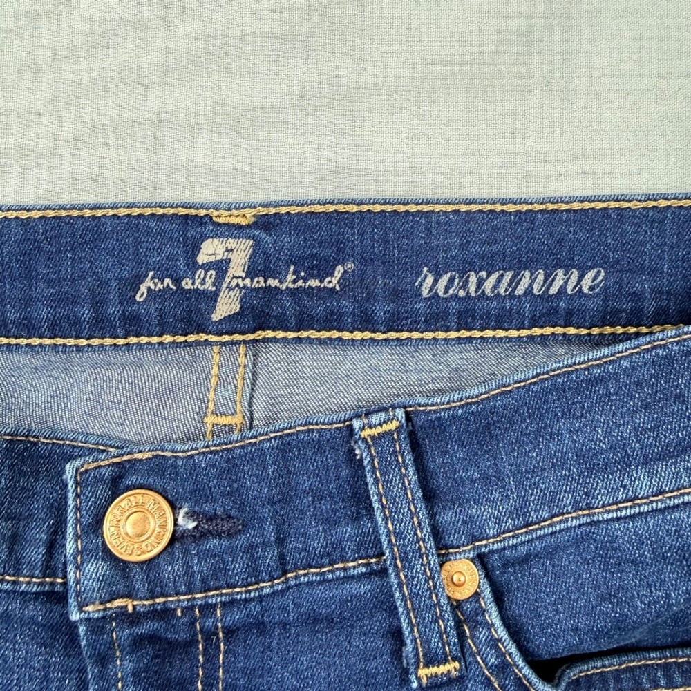 7 For All Mankind Roxanne‎ Slim Illusion Jeans 29 Mid Rise Dark Wash Size 30x31 - Picture 7 of 8